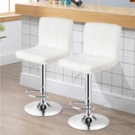 Swivel Bar Stools Set of 2 Modern Adjustable Armless Barstools PU Leather Counter Height Kitchen Chairs