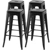 Stackable Backless Metal Bar Stools Set of 4 30” Bar Height Stools with Rubber Footpads & Handling Hole for Kitchen Dining Room