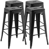 Stackable Backless Metal Bar Stools Set of 4 30” Bar Height Stools with Rubber Footpads & Handling Hole for Kitchen Dining Room